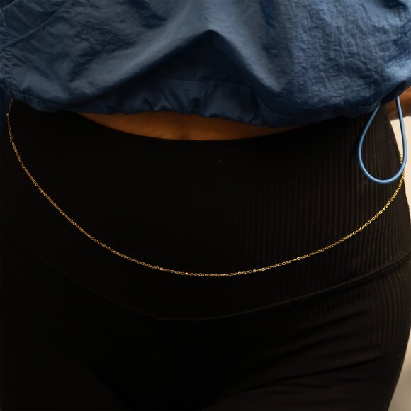 18K Gold PVD Stainless Steel Satellite Adjustable Belly Chain | Non-tarnishing - Picture 2 of 4